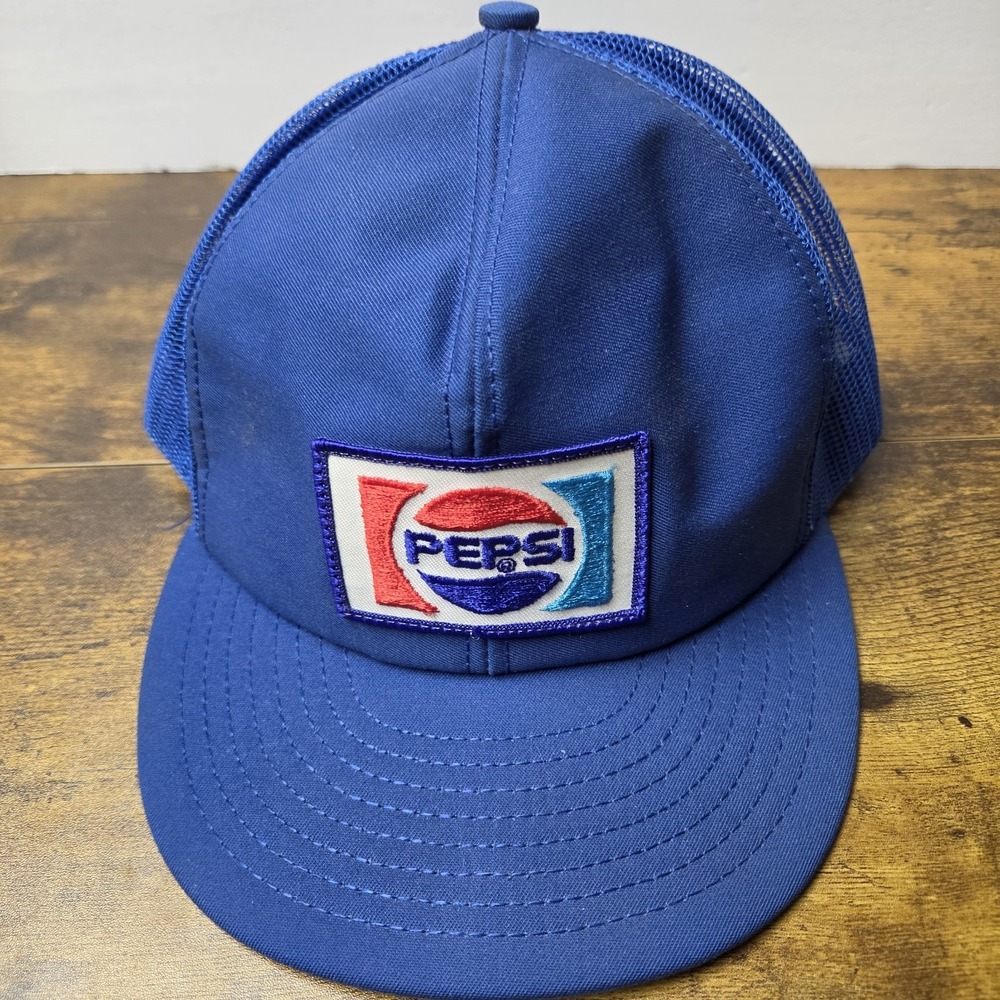 Vintage Pepsi Cola Mesh Trucker Hat Snapback Cap Blue Cintas Made in USA - Picture 3 of 10